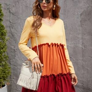 Dress, color black, frill trim